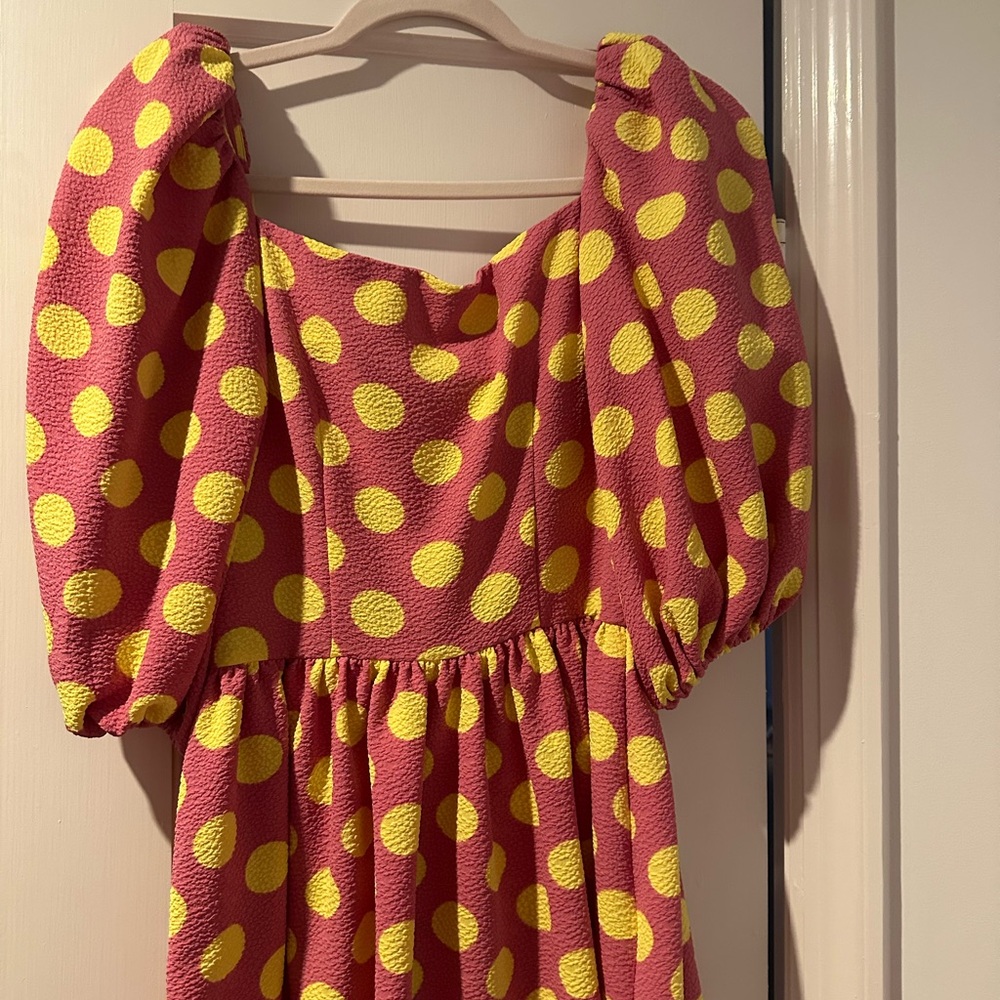 NWT STINE GOYA Irene Pink and Yellow Polka Dot Blouse sz S - Picture 4 of 8